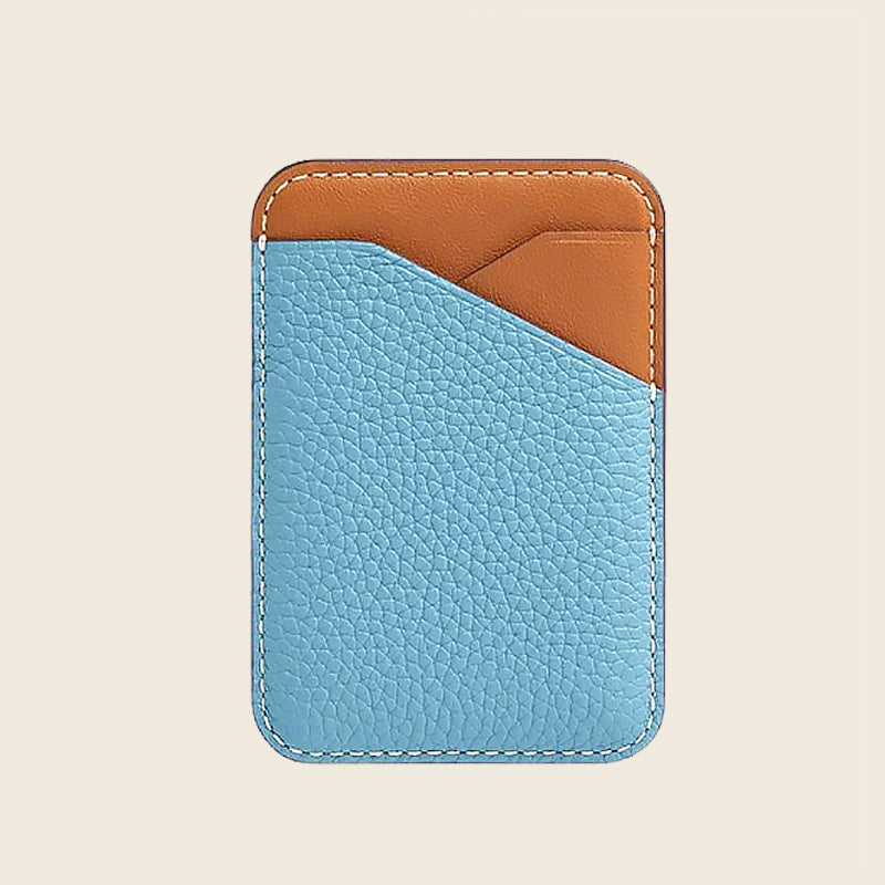 Two tone pebble leather card holder | Men's and women's ultra-thin minimalist card wallet