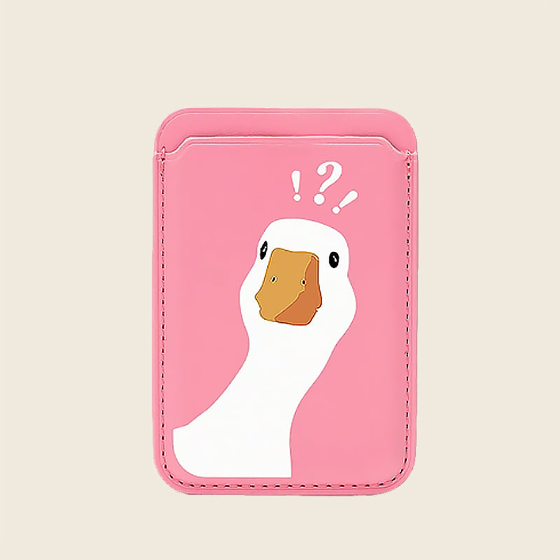Cute White Goose Pickup Seat | Cute Animal Printed Magnetic Women's Leather Wallet