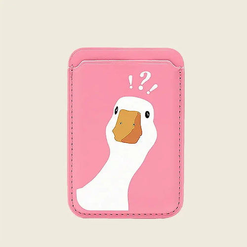 Cute White Goose Pickup Seat | Cute Animal Printed Magnetic Women's Leather Wallet islemark.factory