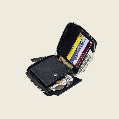 Genuine Leather Zip Around Wallet | Compact RFID Blocking Wallet with Coin Pocket for Men & Women islemark.factory