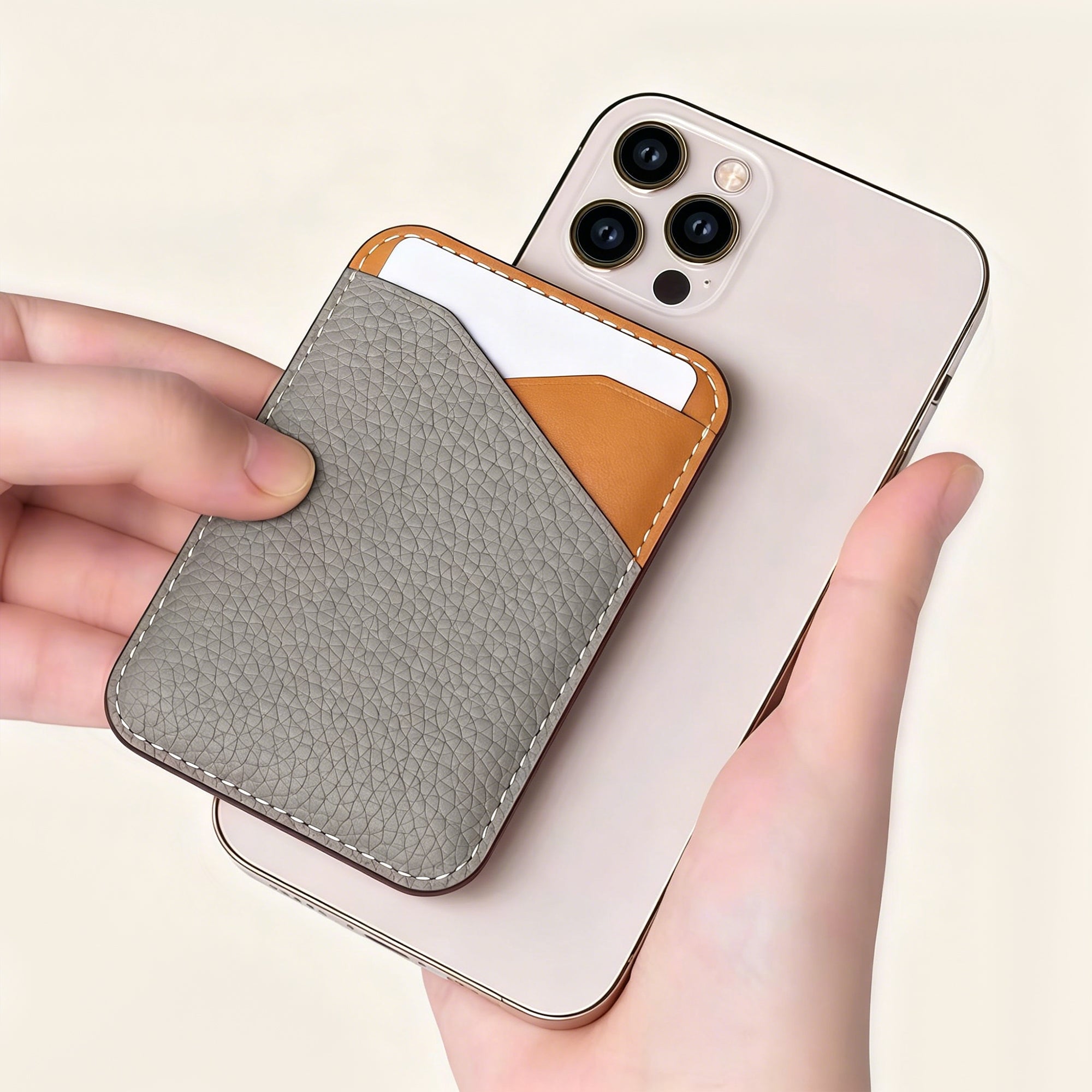 Two tone pebble leather card holder | Men's and women's ultra-thin minimalist card wallet