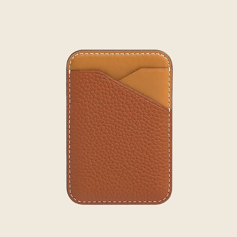 Two tone pebble leather card holder | Men's and women's ultra-thin minimalist card wallet