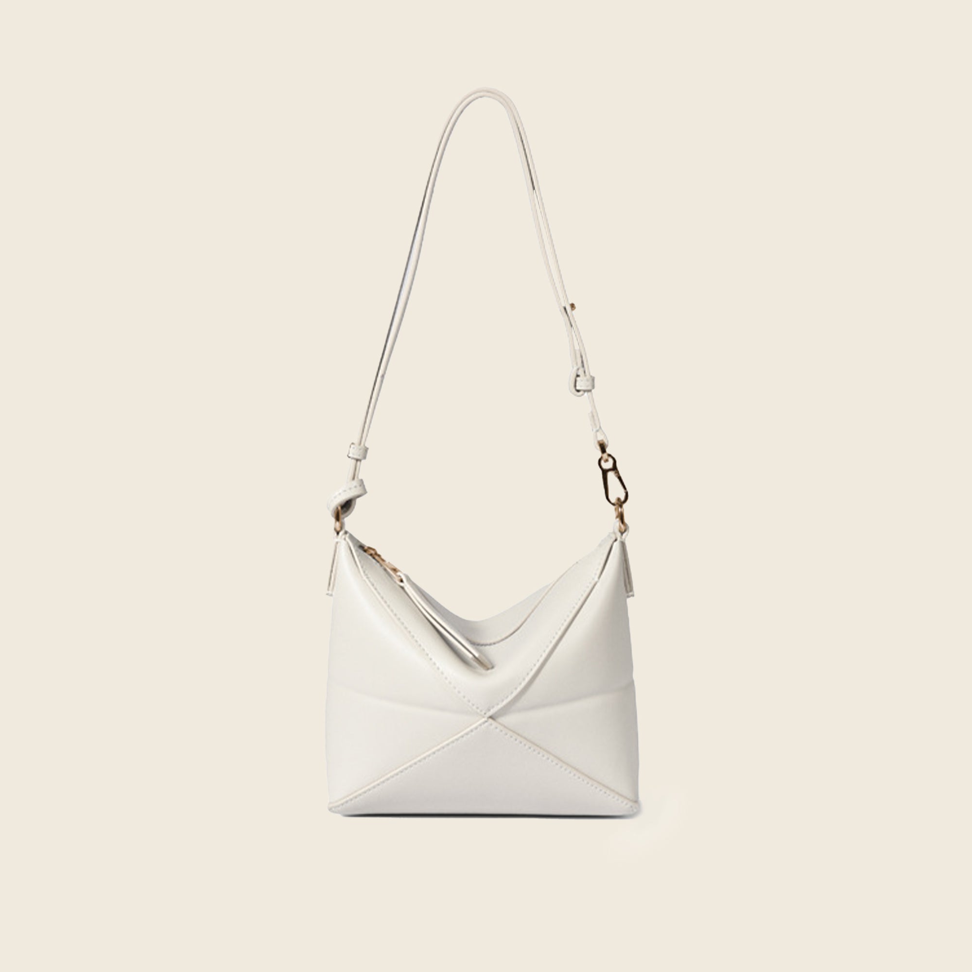 Geometric stitching genuine leather crossbody bag | Women's minimalist Hobo shoulder bag