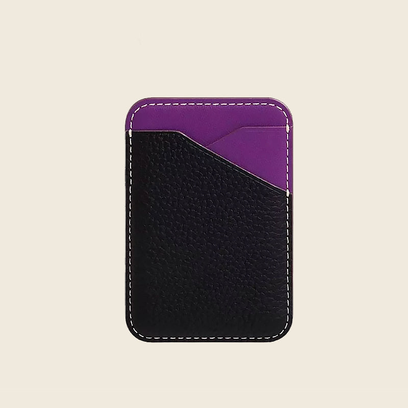 Two tone pebble leather card holder | Men's and women's ultra-thin minimalist card wallet