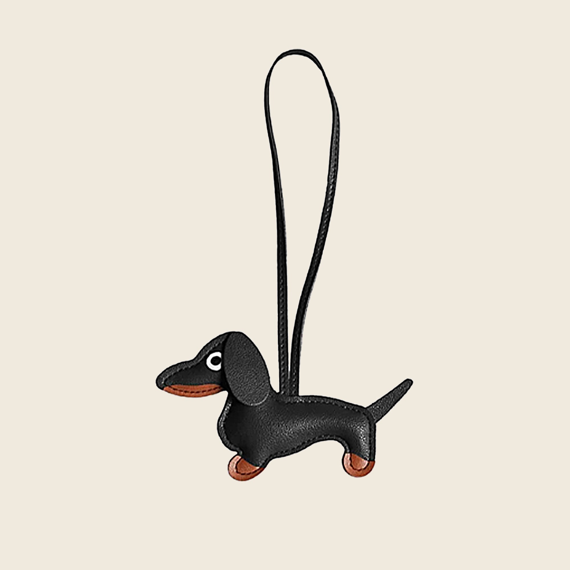 Handmade sheepskin sausage dog pendant, puppy bag, couple pendant