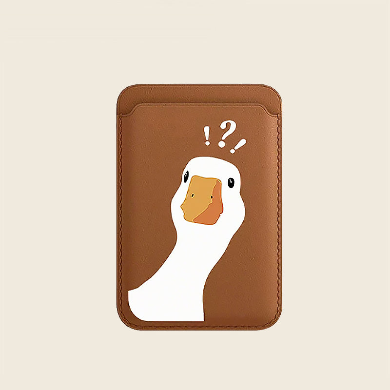 Cute White Goose Pickup Seat | Cute Animal Printed Magnetic Women's Leather Wallet