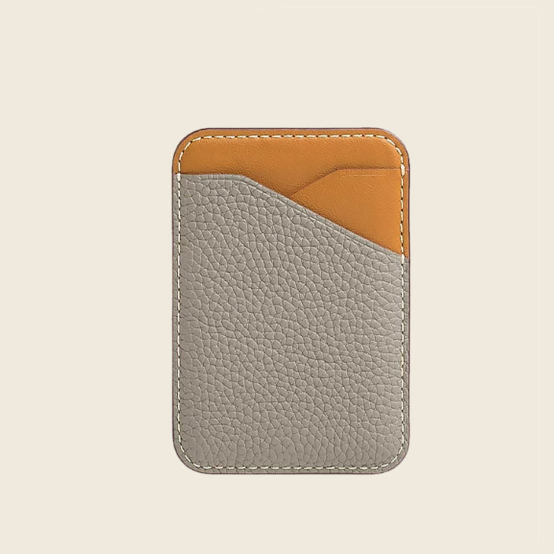 Two tone pebble leather card holder | Men's and women's ultra-thin minimalist card wallet